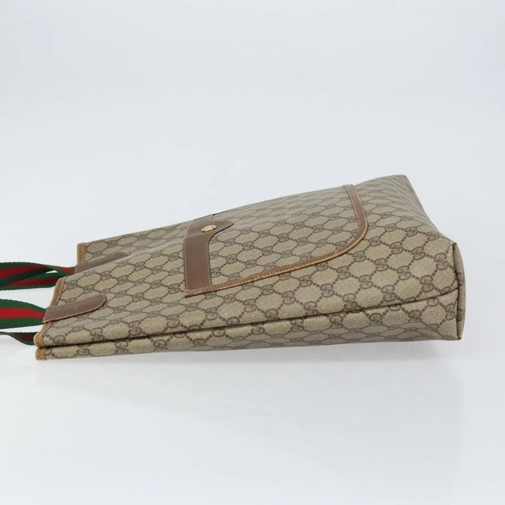 GUCCI GG Supreme Web Sherry Line Tote Bag PVC Beige Red 89 02 003 Auth ep12439 - Picture 6 of 15